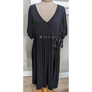 New Evys Tree Felicity Boutique Rayon Tie-Waist Little Black Dress V Neck Sz M